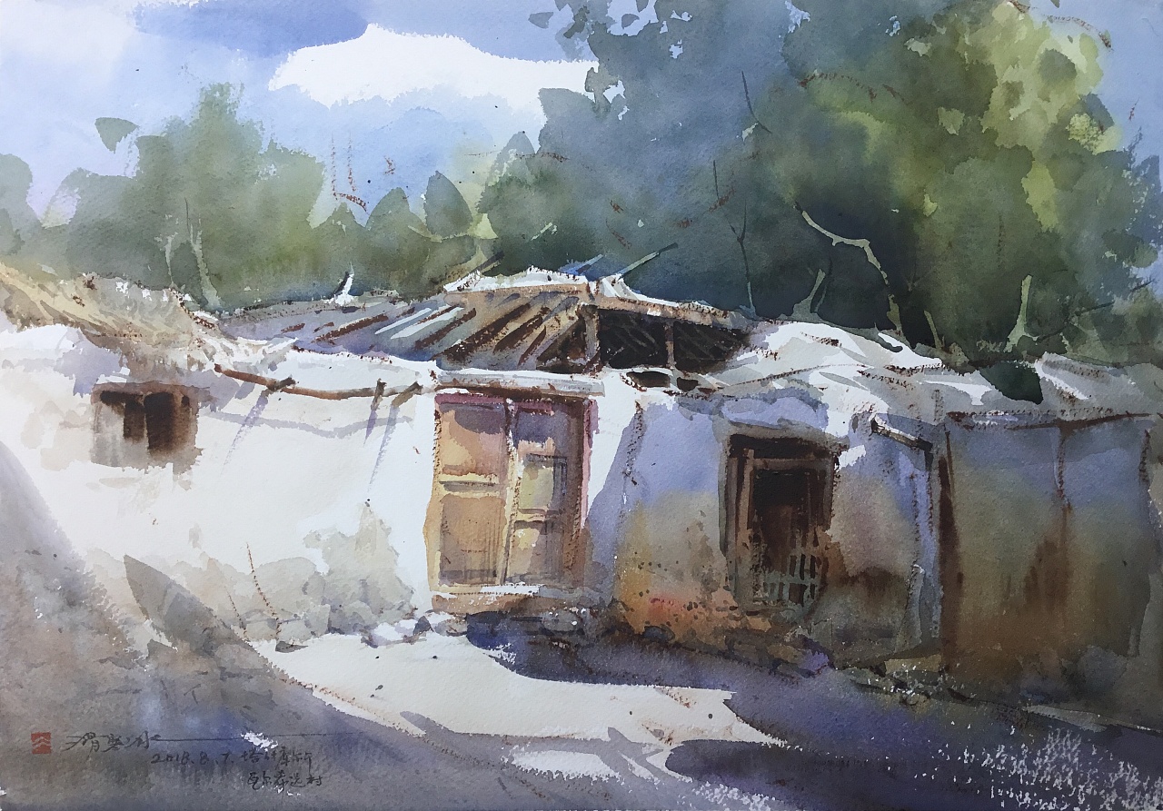 滑寒冰教授水彩作品.
