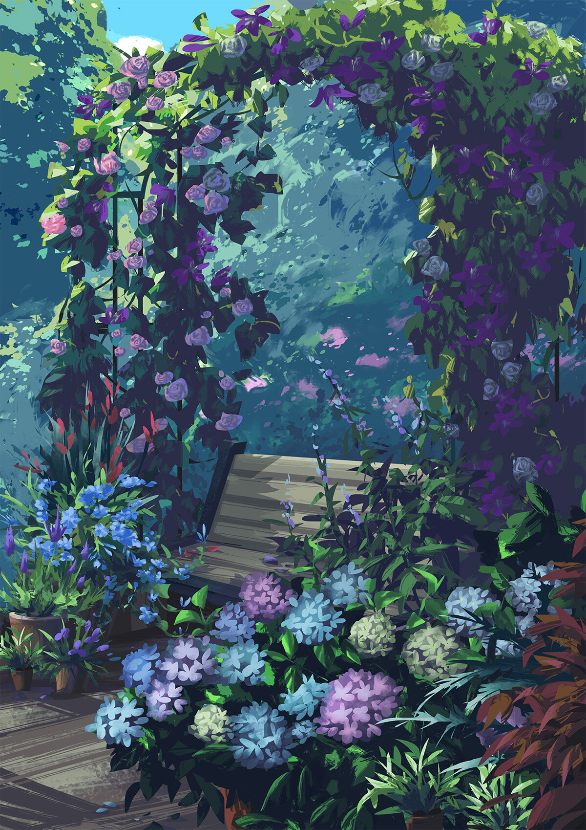 动漫唯美花园背景图片图片