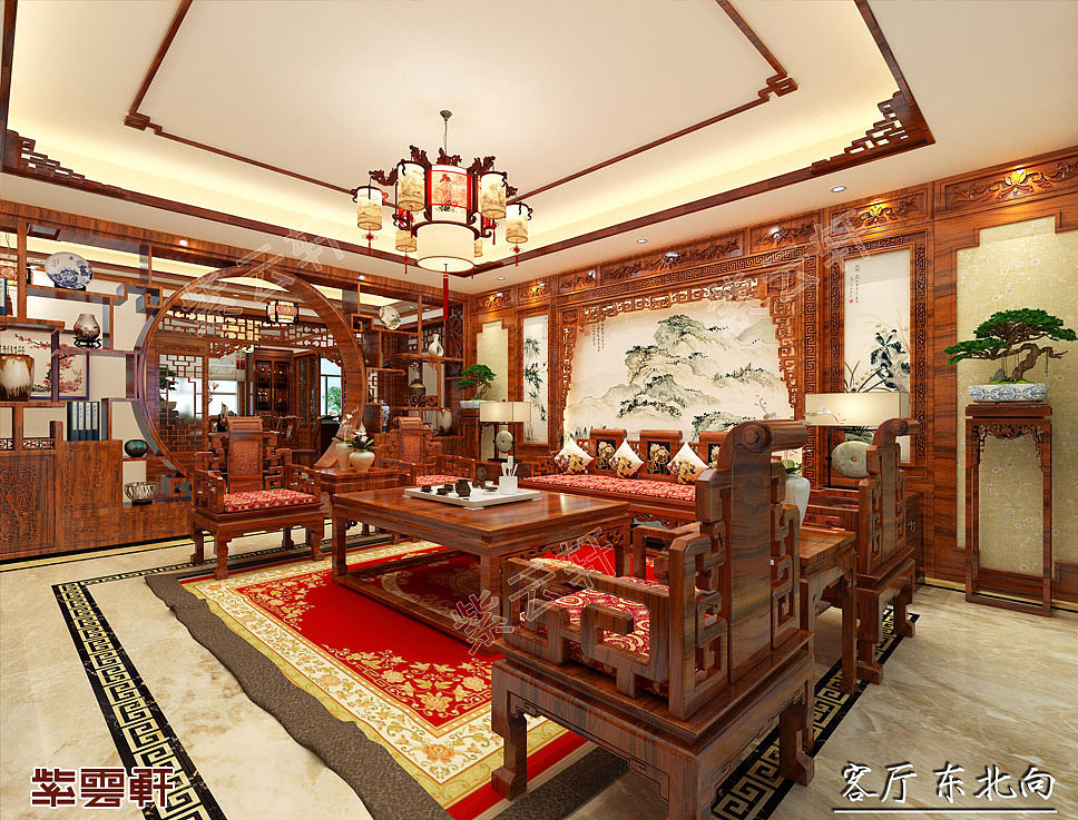 青岛平层大宅简约古典中式风格装修效果图（图ZMjU3ODA3Mjcy） - 家装设计 - 站酷设计师紫云轩中式原创素材 - 站酷ZCOOL