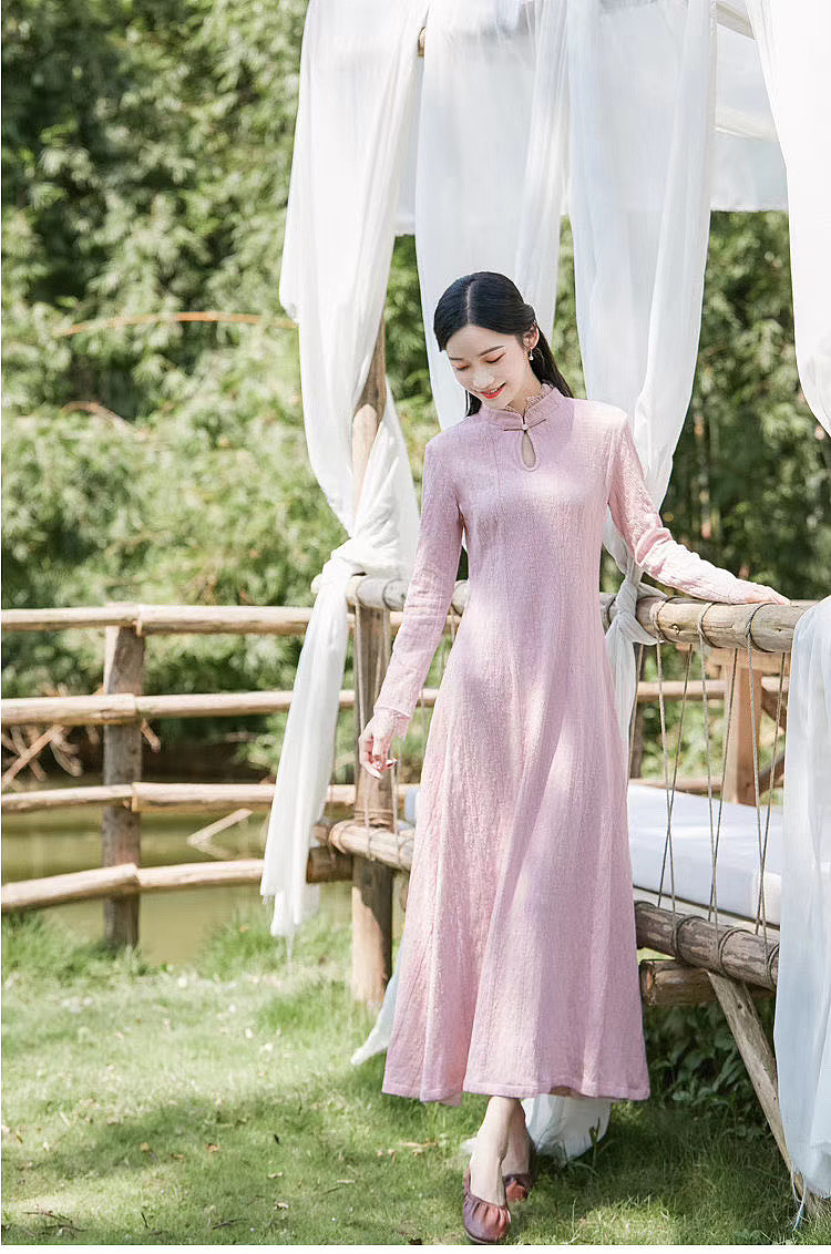 中式旗袍改良现代旗袍中式汉服复古女装模特拍摄拍照