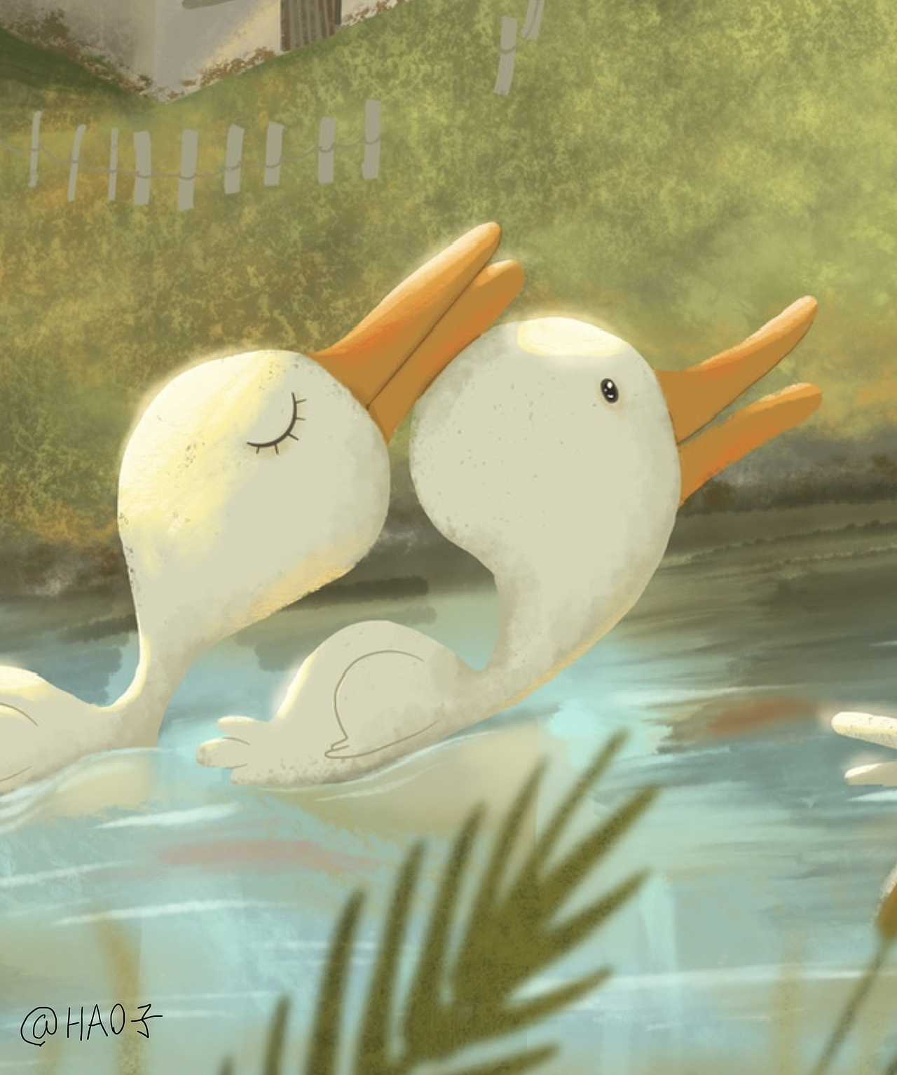 《小河大鹅》（图ZMTgzMjE2MTY4） - 商业插画 - 站酷设计师浩子子原创素材 - 站酷ZCOOL