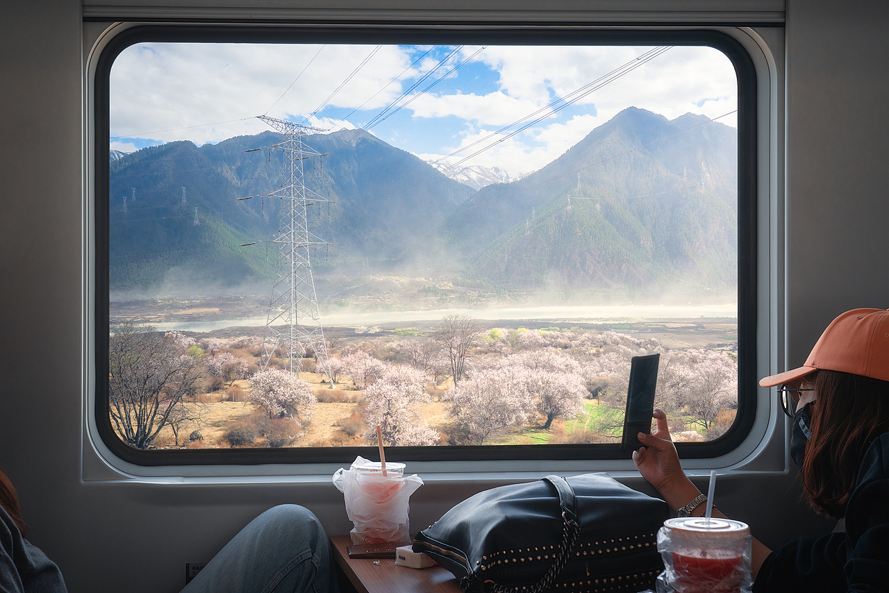 车窗外的林芝桃花（图ZMjk1OTEzMzI4） - 风光摄影 - 站酷设计师thomas看看世界原创素材 - 站酷ZCOOL