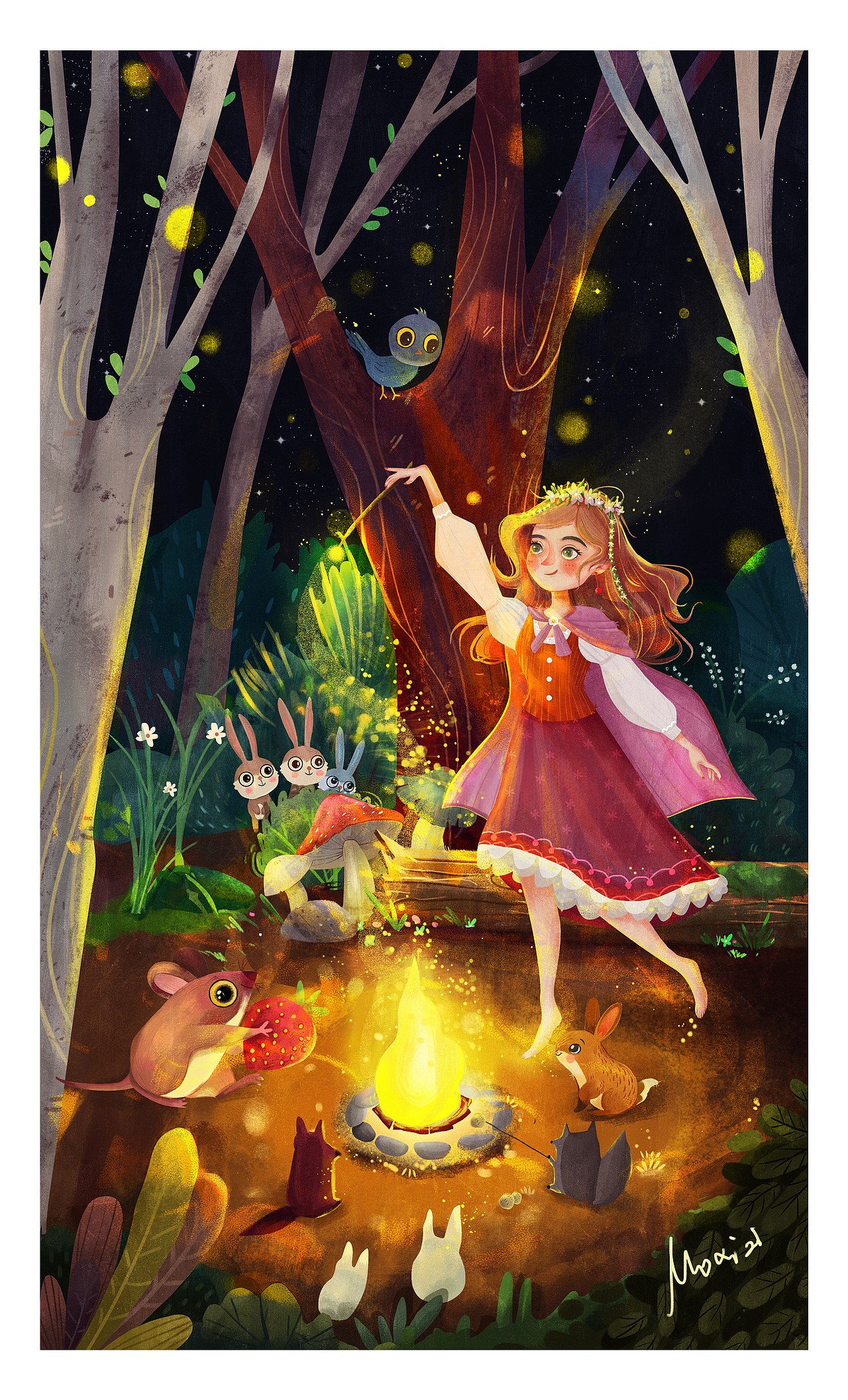 森林篝火晚会（图ZMjE3MTI0MTcy） - 绘本 - 站酷设计师赵佐伊原创素材 - 站酷ZCOOL