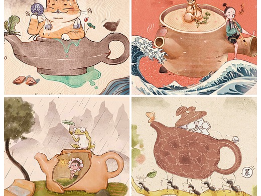 紫砂壶/茶壶系列插画