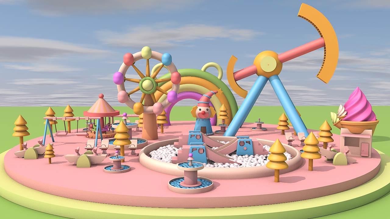 原創(chuàng)C4D游樂園建模（圖ZMjM1MzQ3ODky） - 場景 - 站酷設(shè)計(jì)師豬娜子原創(chuàng)素材 - 站酷ZCOOL