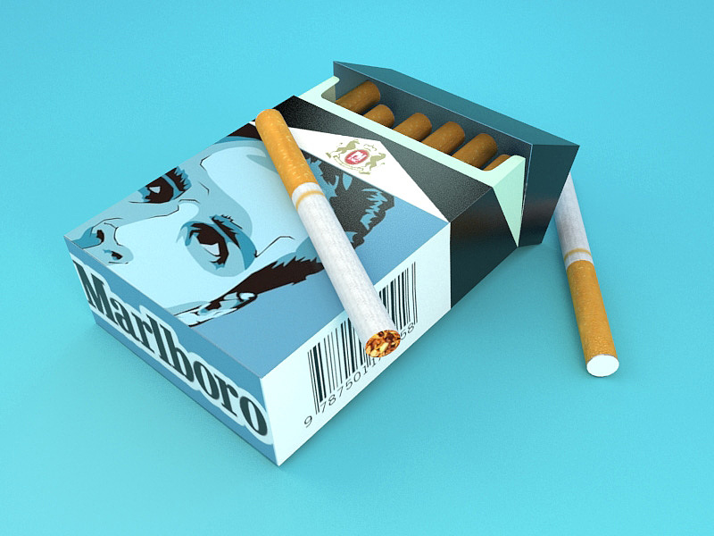 3dmax marlboro烟盒模型