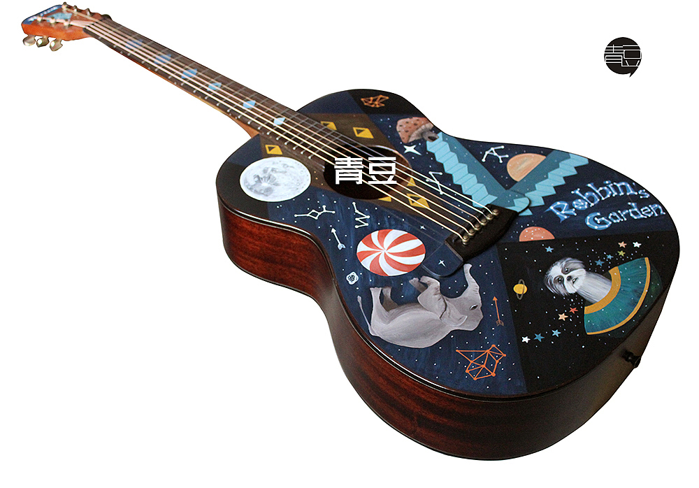 手绘吉他定制款（图ZMTQ1NTE2Njg4） - 新锐潮流插画 - 站酷设计师青豆zoe原创素材 - 站酷ZCOOL