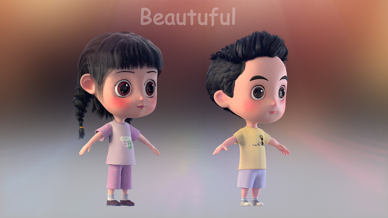 三维角色 卡通人物 动画人物 maya模型 建模 卡通女孩