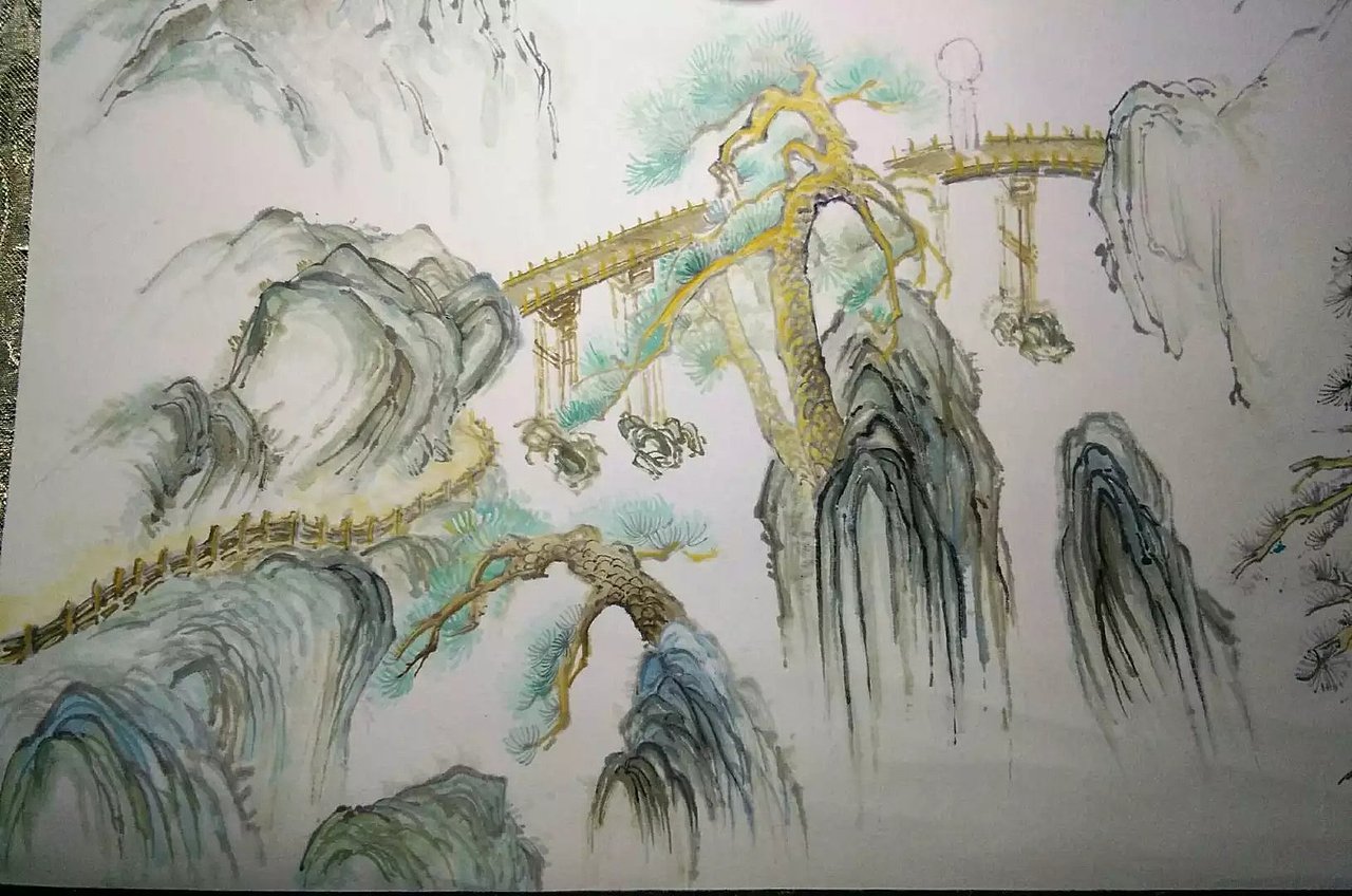 松涛听泉图（图ZNjM4NTk0MjQ=） - 绘画 - 站酷设计师南岩逸士原创素材 - 站酷ZCOOL