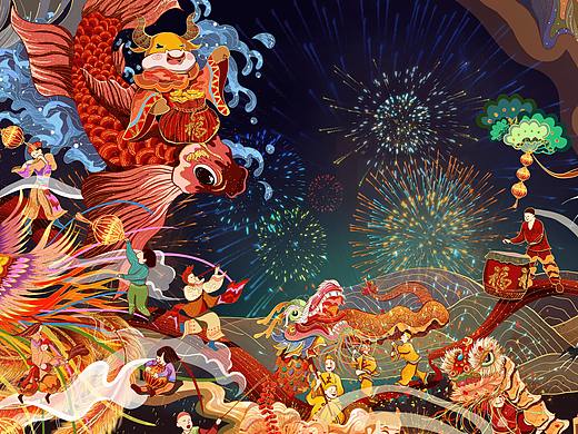 2021牛年插画系列--牛王撒福护人间