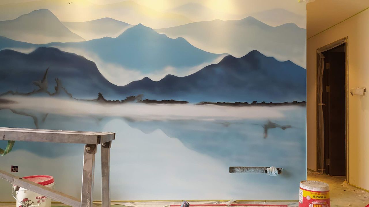装修设计电视墙画 太原装修 壁画 山水画 |平面|海报|太原广友手绘