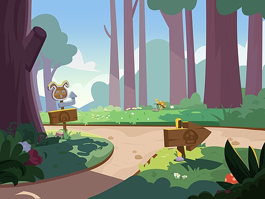 树林分岔路儿插场景