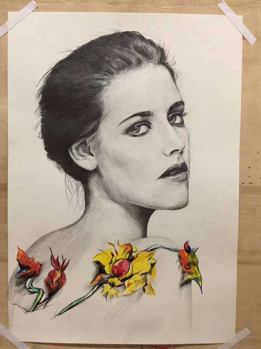 几年前的彩钱画。