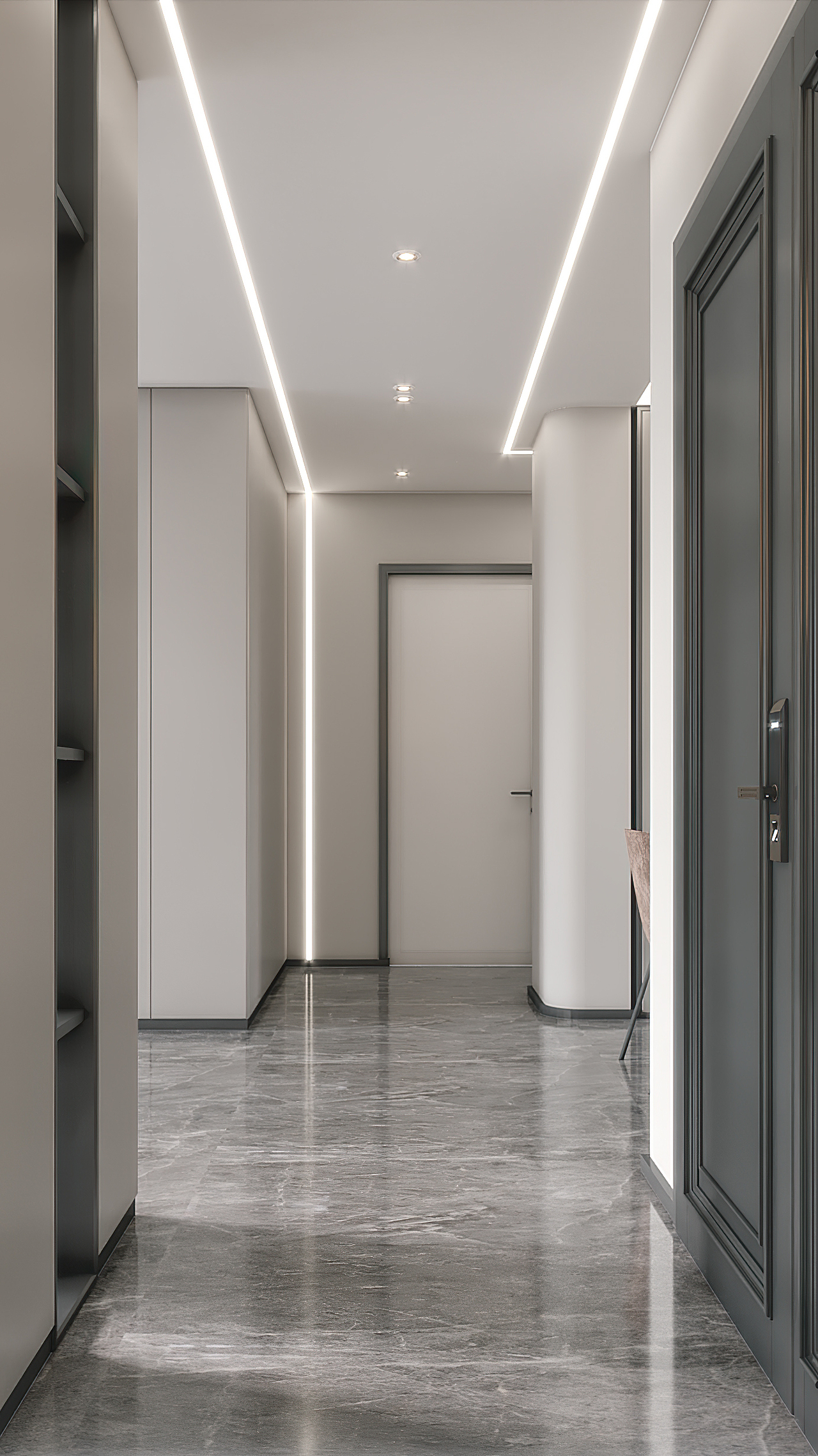 现代风格设计,无主灯设计,磁吸灯线性灯光设计