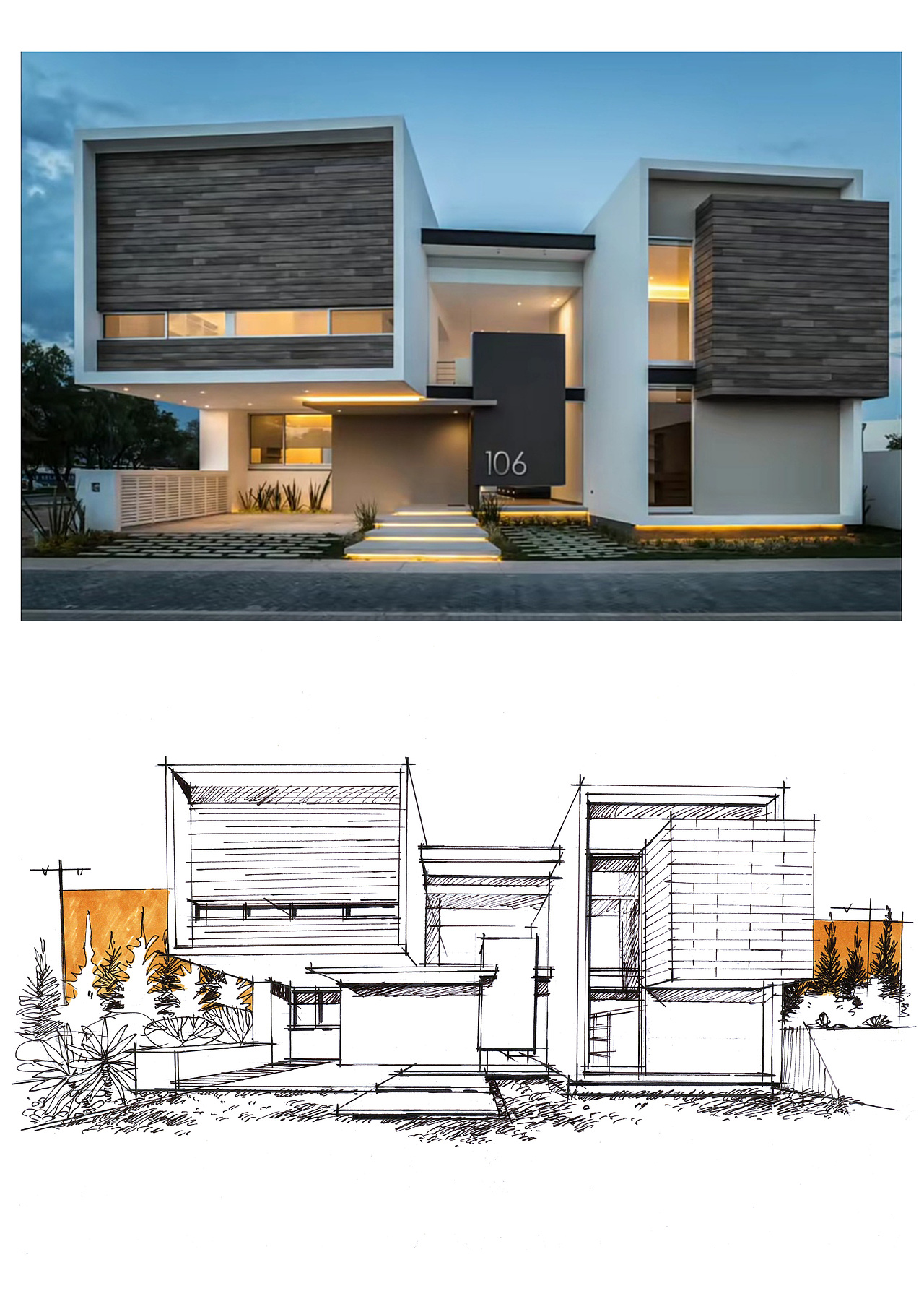 建筑效果线稿+照片对比图（图ZMjc4NDI4Mjcy） - 建筑设计 - 站酷设计师建筑小天才一东东原创素材 - 站酷ZCOOL