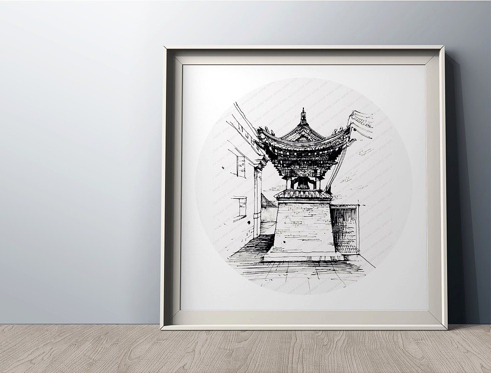 大学の建筑钢笔画（图ZODkyODM1MjQ=） - 绘画 - 站酷设计师阿水yetty原创素材 - 站酷ZCOOL
