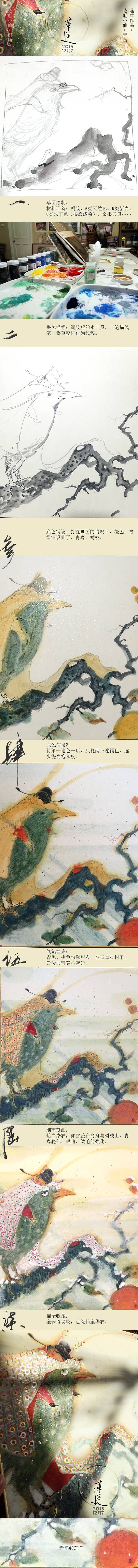 新岩彩《花冠小仙》之丹顶、青鸟(图ZMzgzNTY5ODA=) - 绘画 - 站酷设计师莲羊原创素材 - 站酷ZCOOL