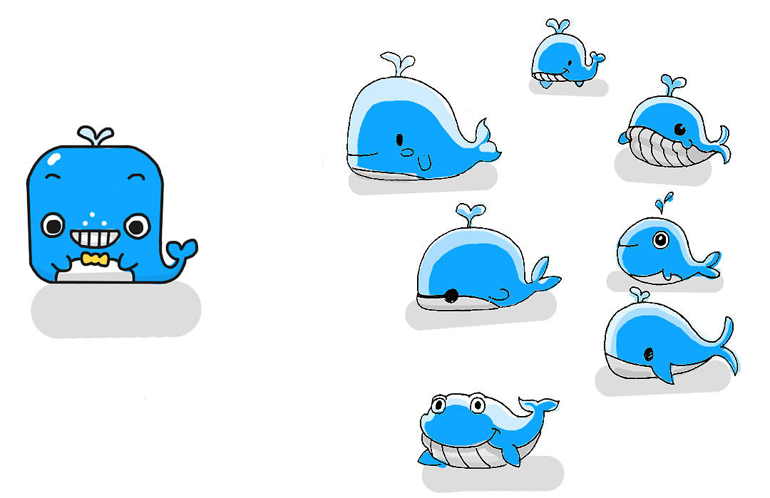 原创作品平面ip形象ip卡通小鲸喜三维