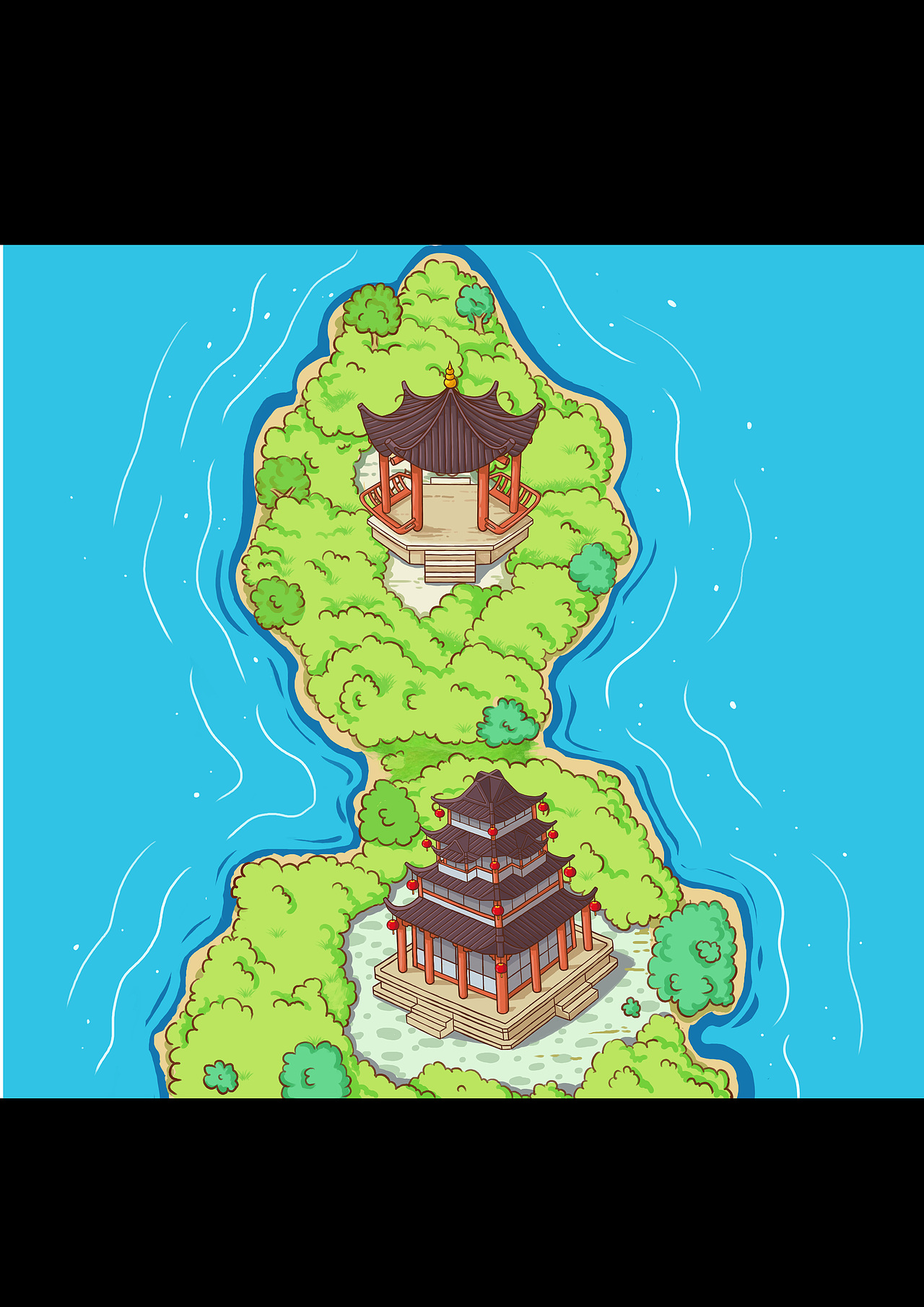 湖心亭|插画|商业插画|jojo2050_原创作品-站酷zcool