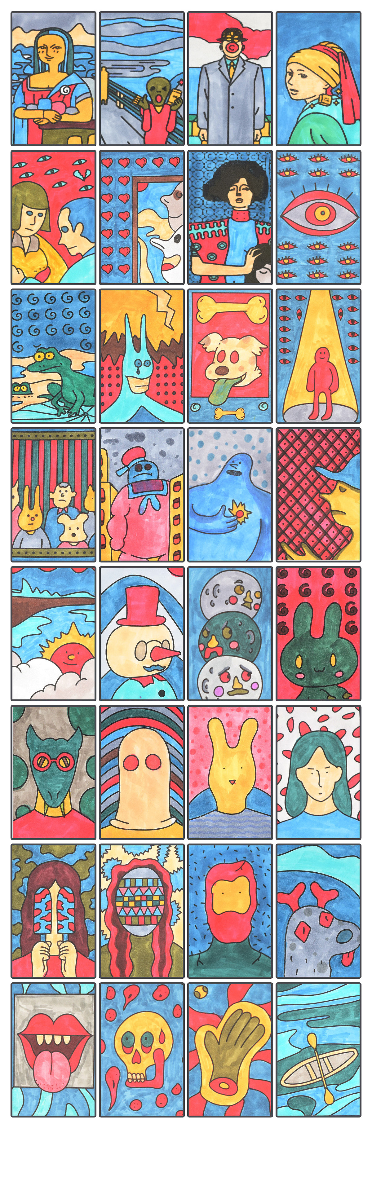 视觉实验06——手绘小卡片32张（图ZMTY2MzUxNTI0） - 新锐潮流插画 - 站酷设计师天鲸创灵BD原创素材 - 站酷ZCOOL