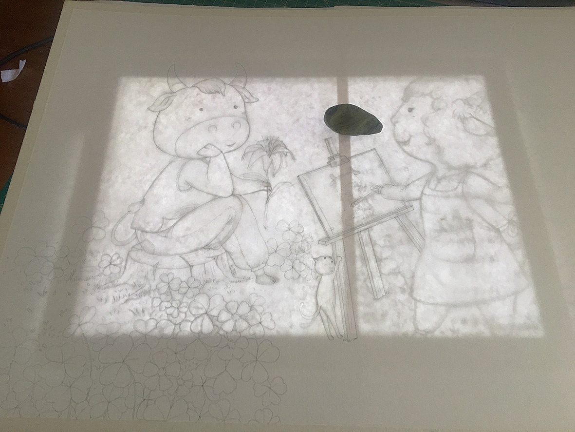 拷贝到水彩纸上