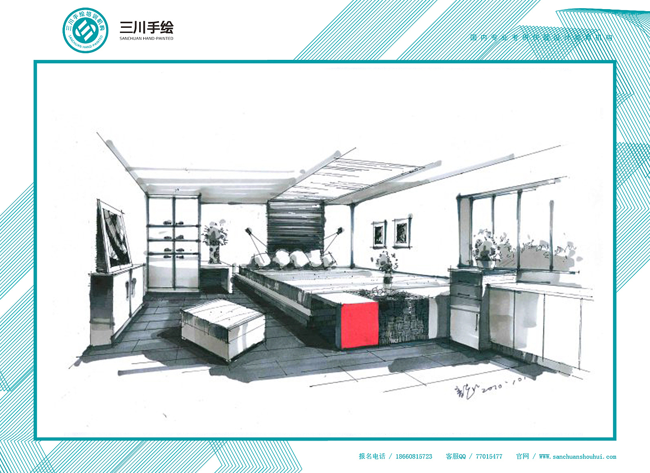 三川手绘室内作品（图ZMjI2NTkxNTY=） - 家装设计 - 站酷设计师三川手绘原创素材 - 站酷ZCOOL