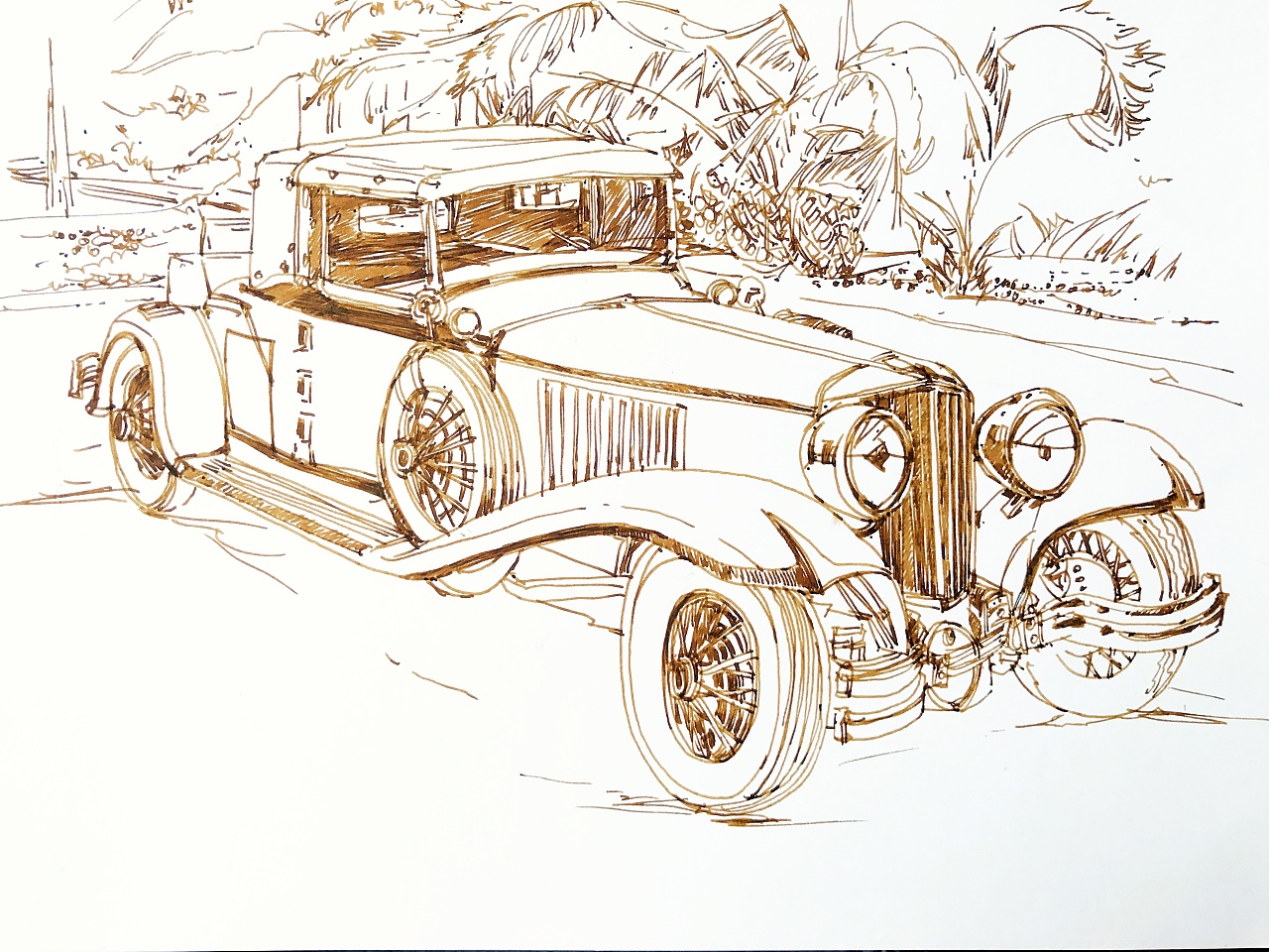 一组复古老爷车的速写记录日常的绘画历程上海