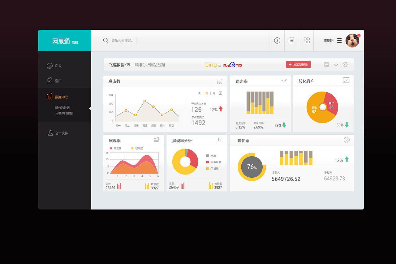 web界面设计汇总:蚂蚁直播和网赢通后台界面
