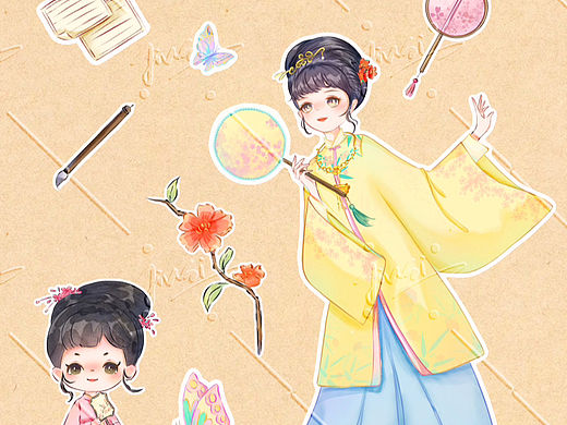 原创国风贴纸《红楼梦》薛宝钗