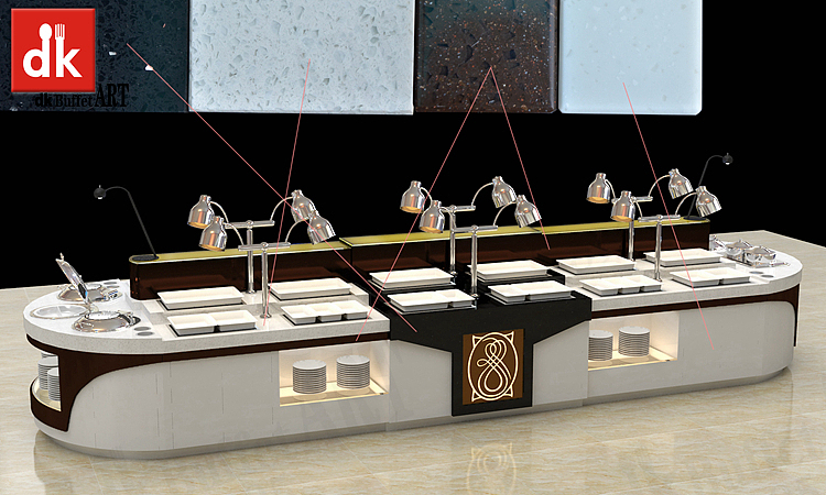 迪克自助餐台 圆形大理石自助餐台定制 可移动布菲台