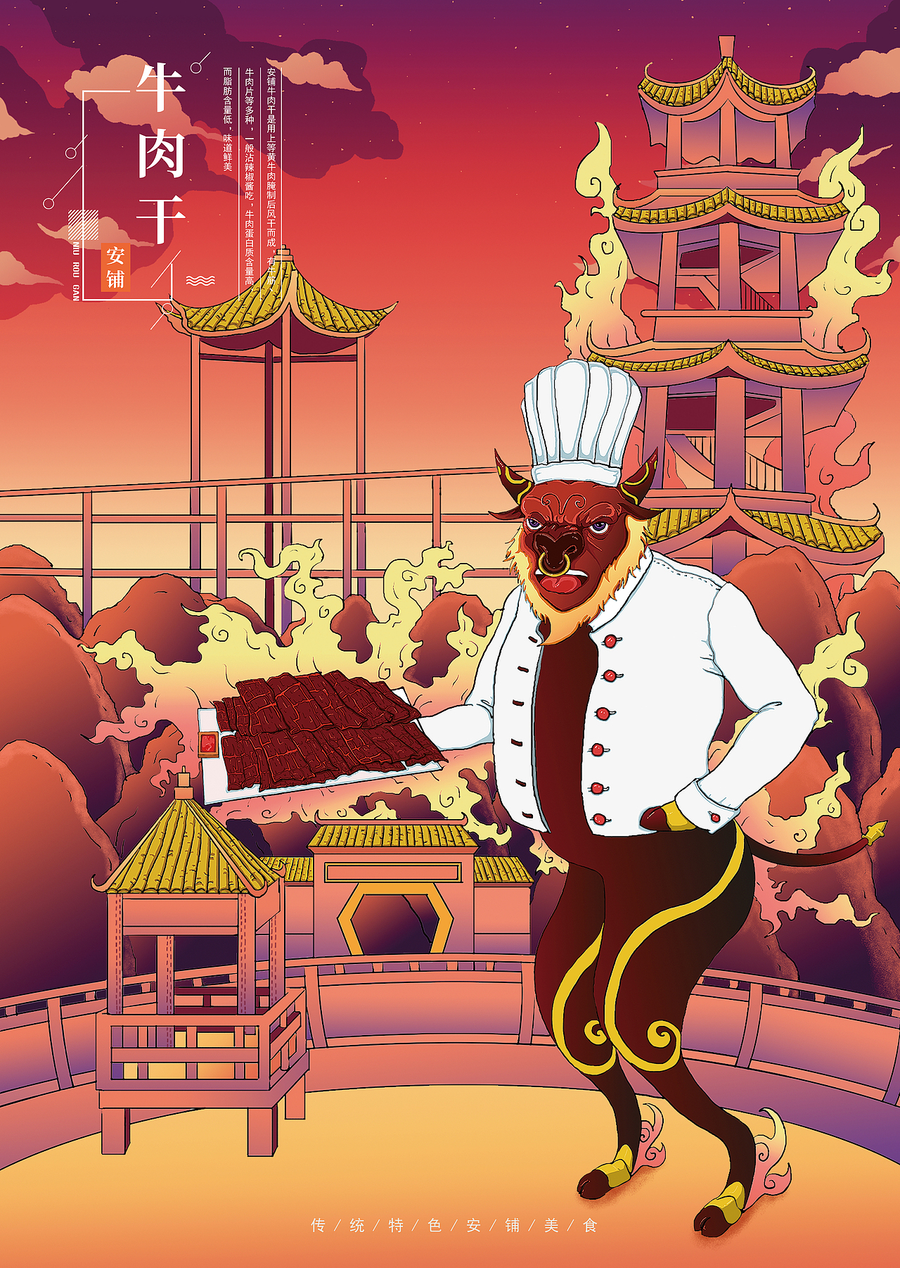 廉江(安铺美食之乡)传统特色美食插画系列-海报