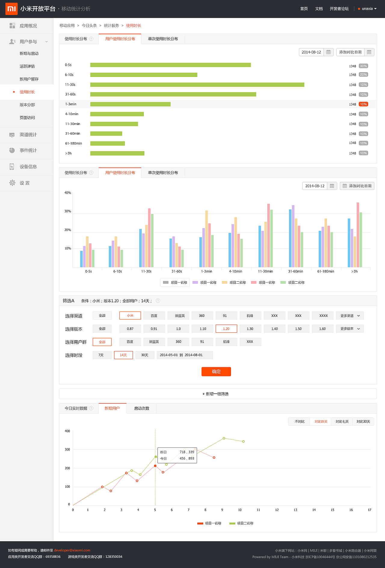 小米统计后台页面设计