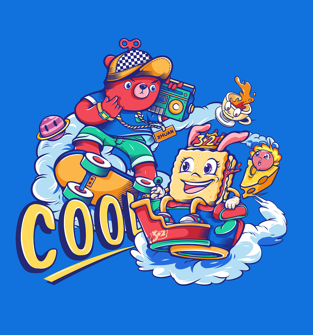 转转x康师傅 联名能量包插画