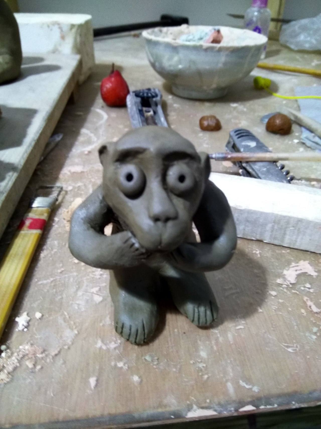 猴子 纯手工陶泥雕塑原创设计|手工艺|工艺品设计|q294646240 - 原创作品 - 站酷 (ZCOOL)