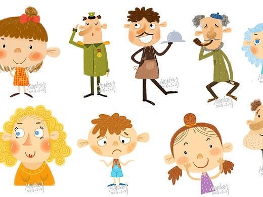 一组有爱的人物插画（个人主页-ZMTcwMDY1MDQ=） - 儿童插画 - 站酷设计师插画师罗Monkey原创素材 - 站酷ZCOOL