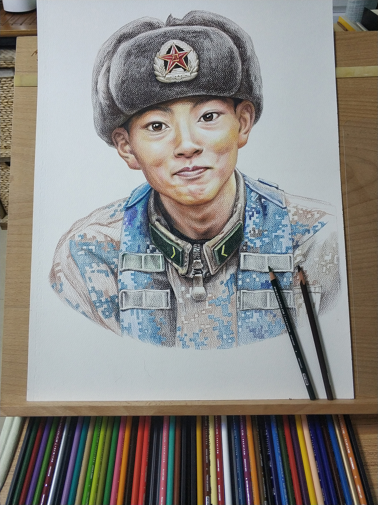 《清澈的爱 只为中国》为英雄陈祥榕画一幅彩铅肖像