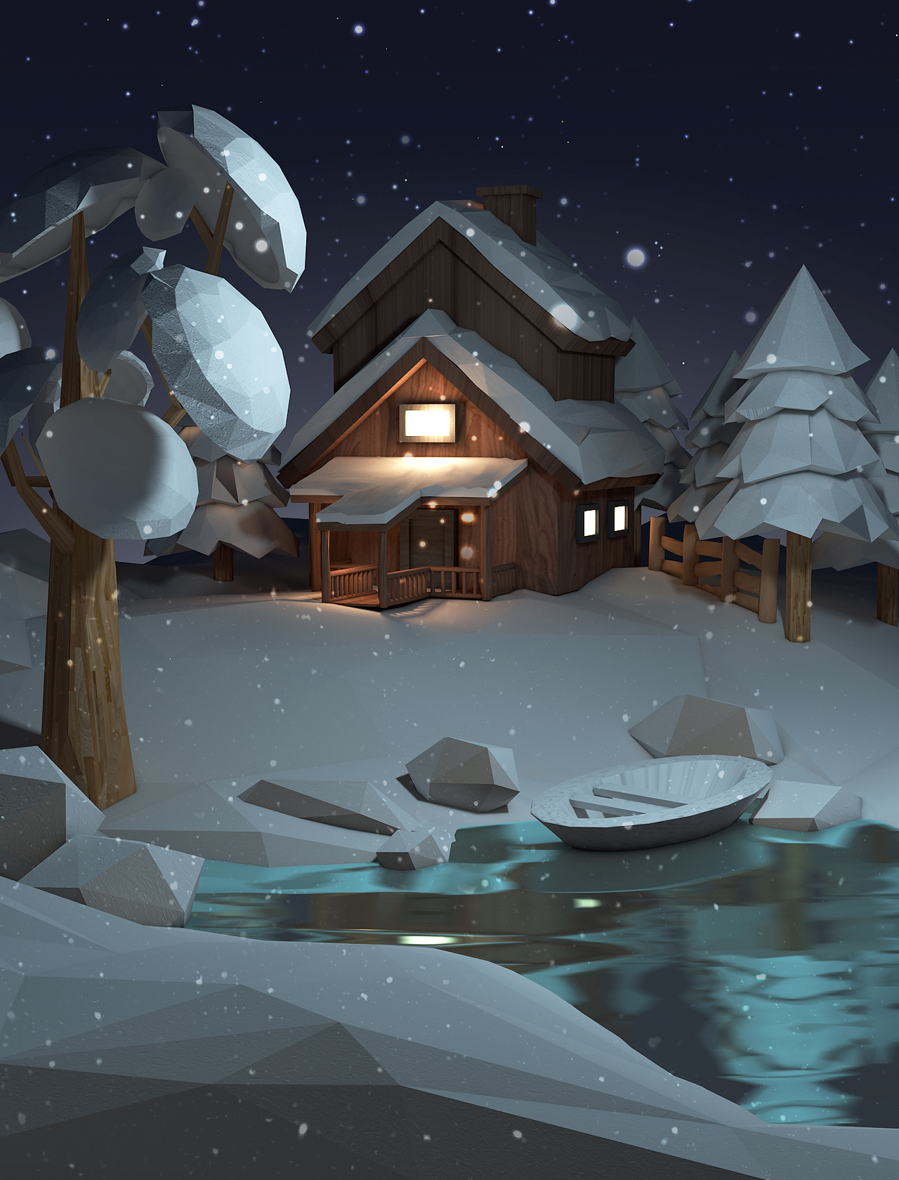 c4d low poly建模练习|三维|场景|是森小鹿呀 - 原创作品 - 站酷