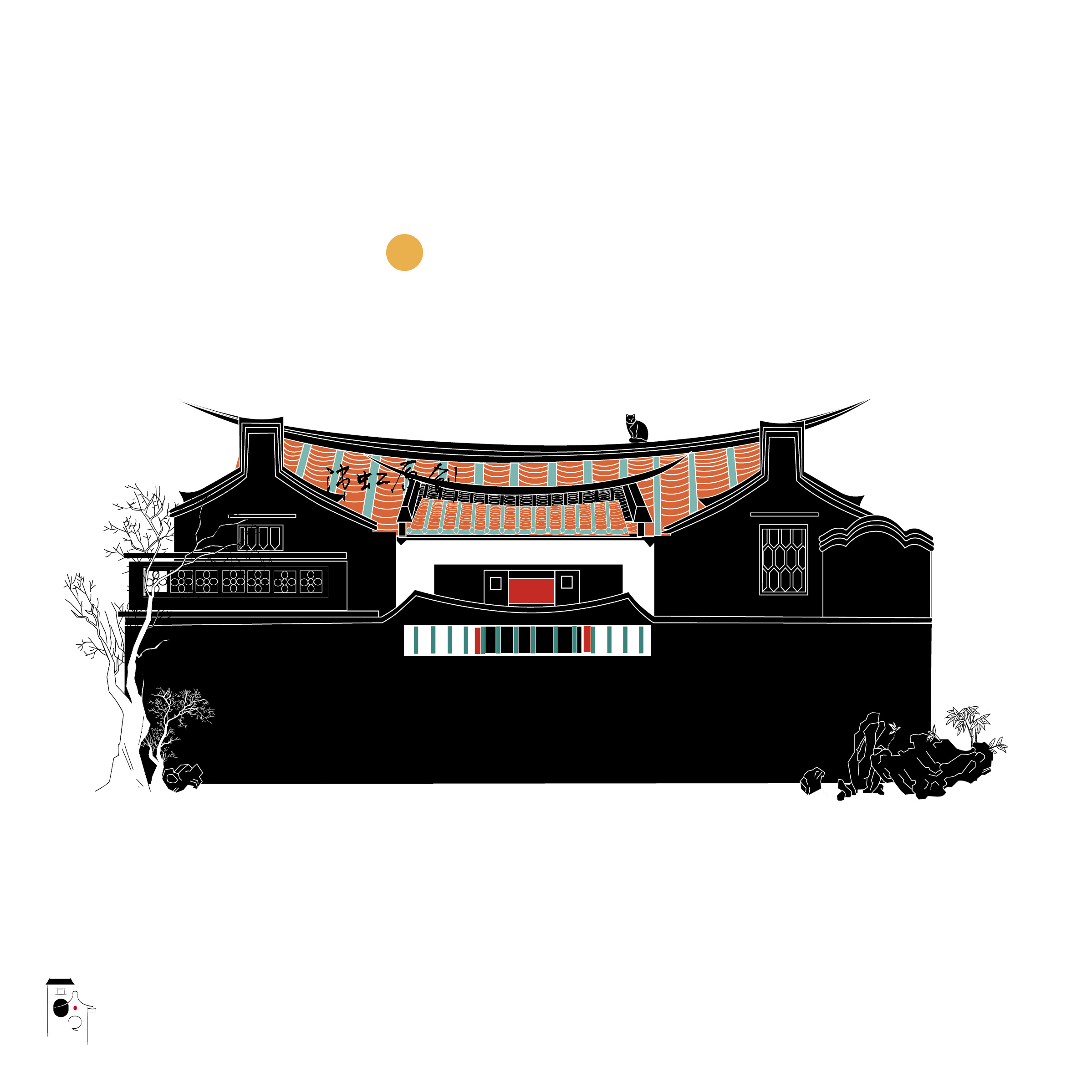 潮汕民居文化推广厝邻logo插画海报书籍动画