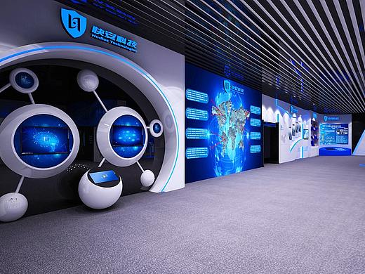 科技时尚未来企业展厅公司文化展厅3d效果图设计