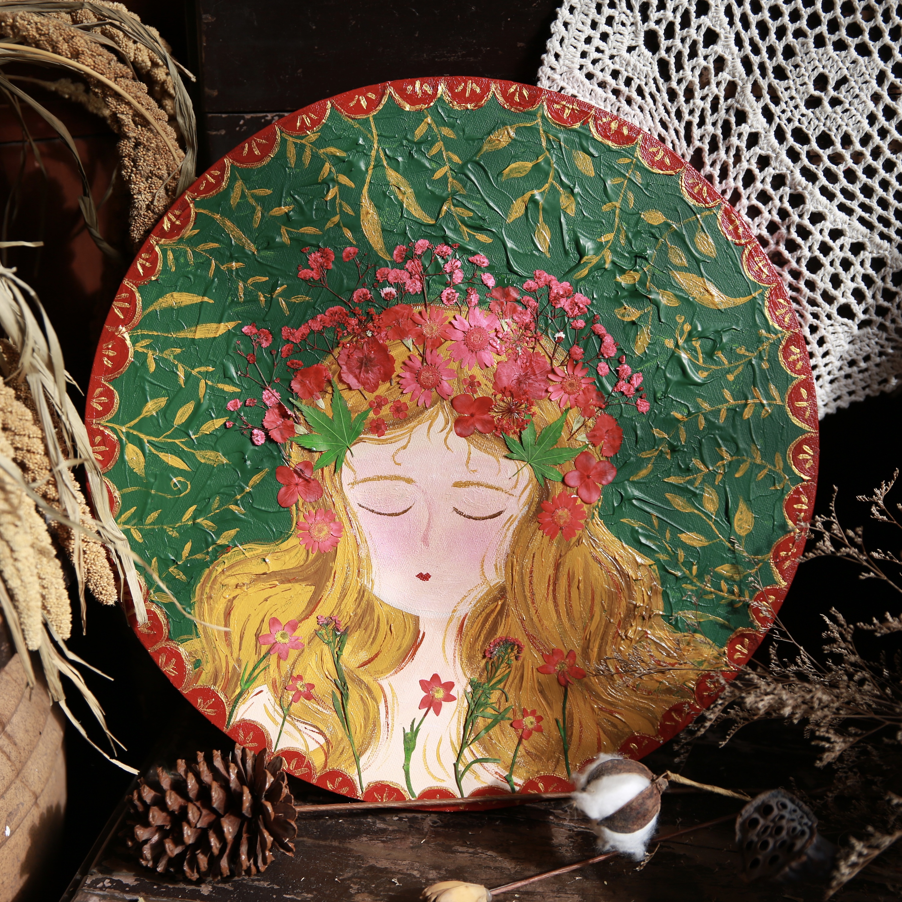 泽衫原创插画丙烯画女孩创意绘画手绘