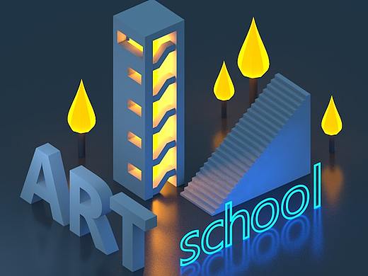 C4D 學習作業(yè)《發(fā)光建筑》（個人主頁-ZNTc2MzM0MjQ=） - 場景 - 站酷設計師呼叫汪汪隊原創(chuàng)素材 - 站酷ZCOOL