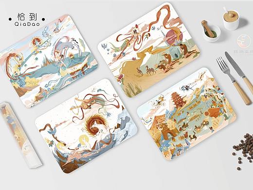 一带一路系列桌垫-景区文创敦煌纪念品-插画-甘肃文创
