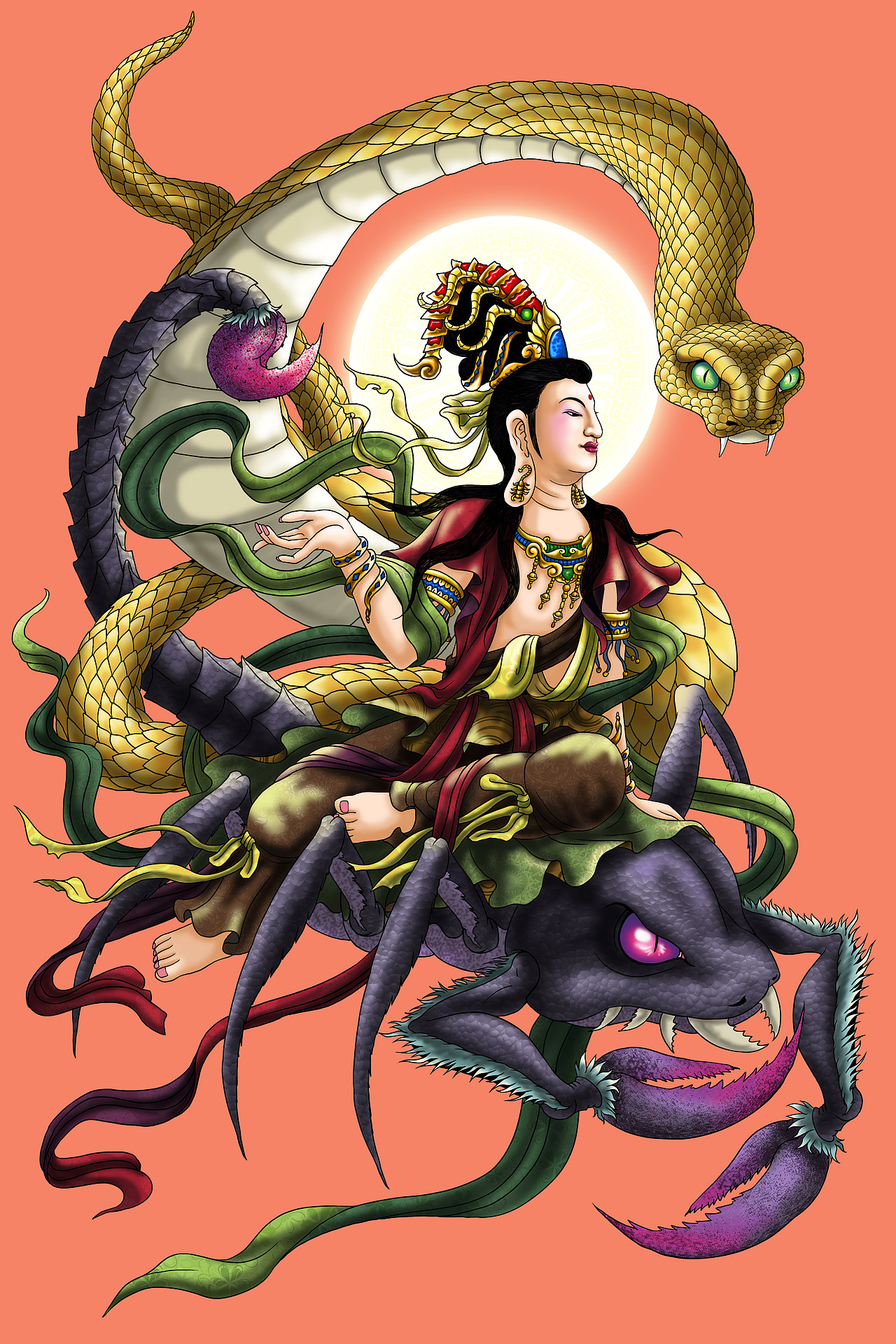 三十三观音----岩户观音|插画|游戏原画|超级无敌红蛋蛋_原创作品