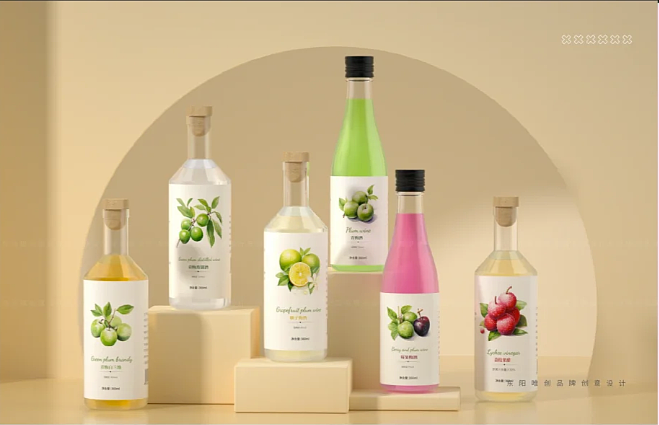 高级感整套系列手绘青梅酒包装设计