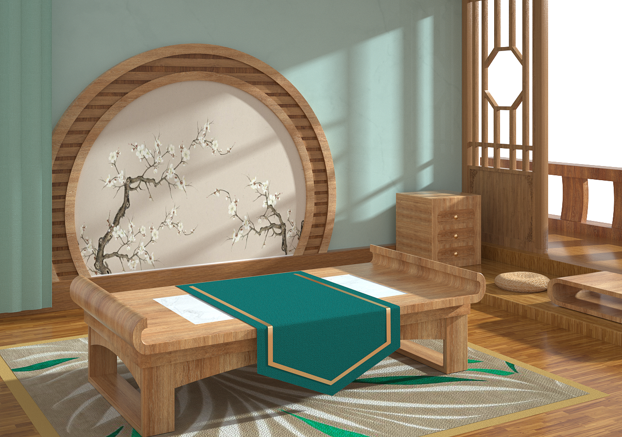 国风室内场景海报