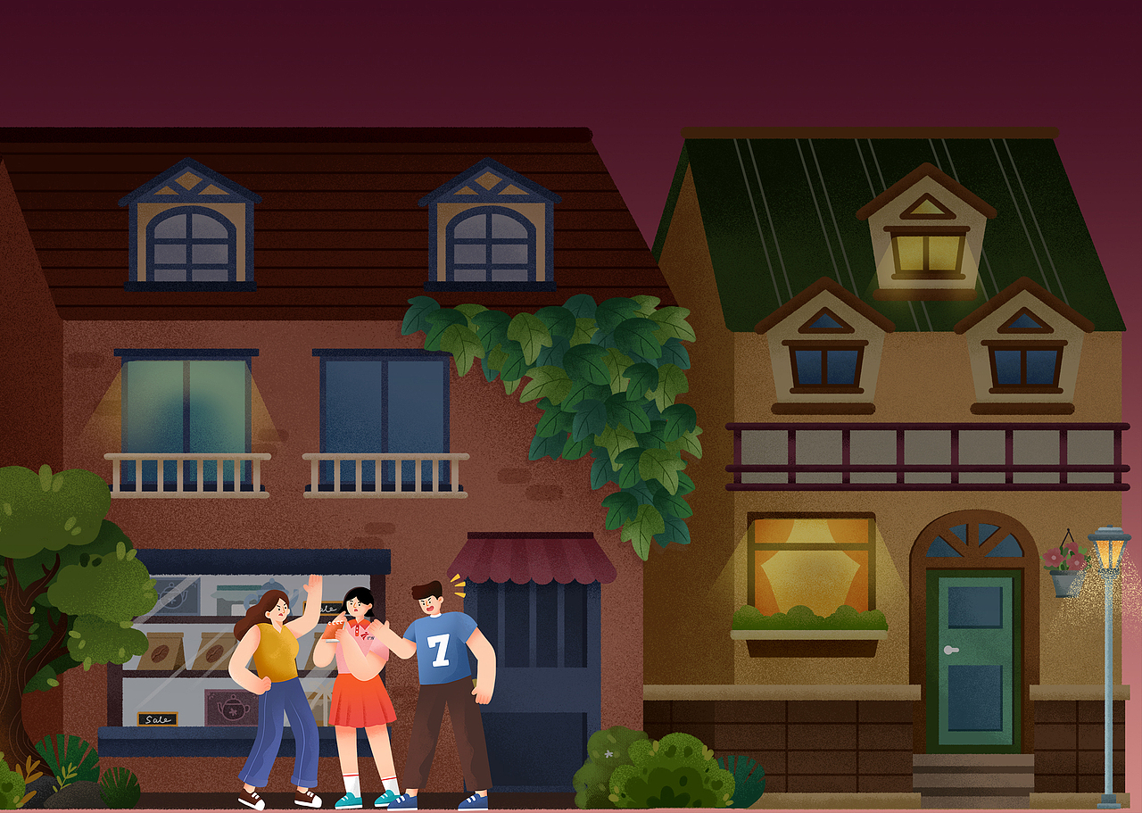 广东公共台《万家灯火》片头插画绘制