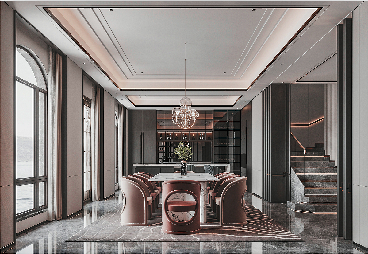 郑州别墅装修设计普罗理想国200平米新中式-意式轻奢（图ZMjk1NDUxNzYw） - 家装设计 - 站酷设计师郑州别墅装修设计原创素材 - 站酷ZCOOL