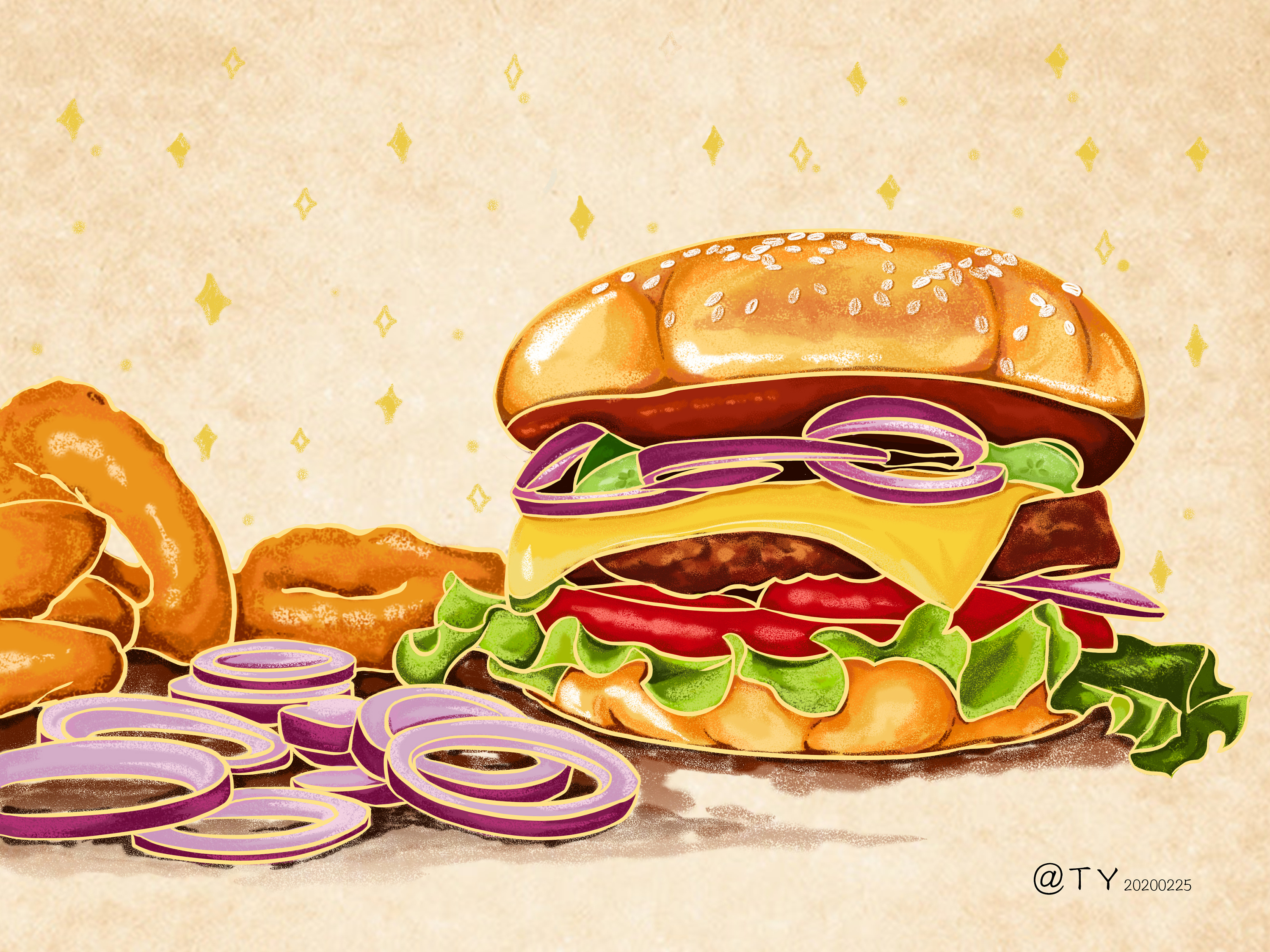 卡通手绘-汉堡套餐-好图网