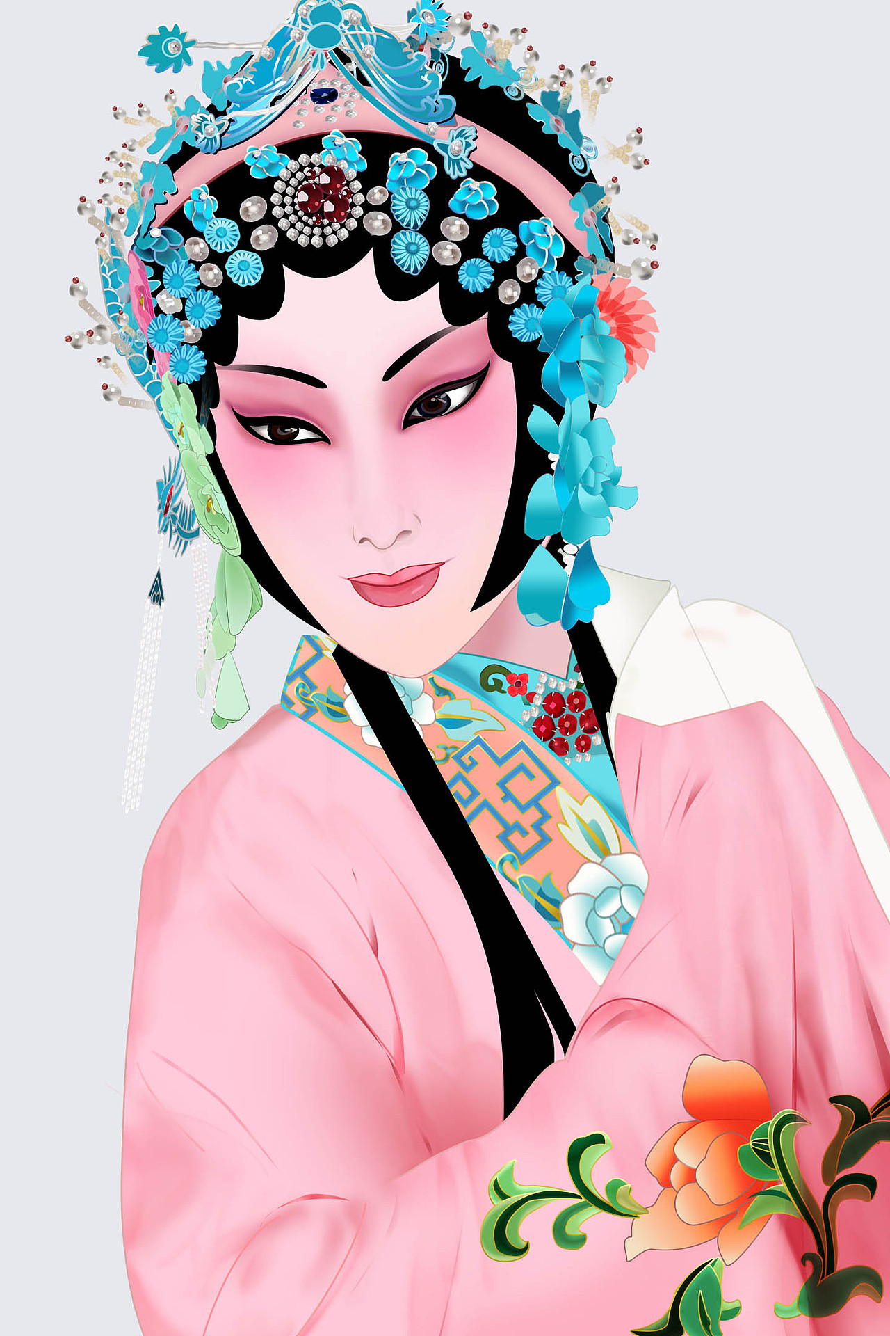 京剧花旦粉花旦矢量京剧人物