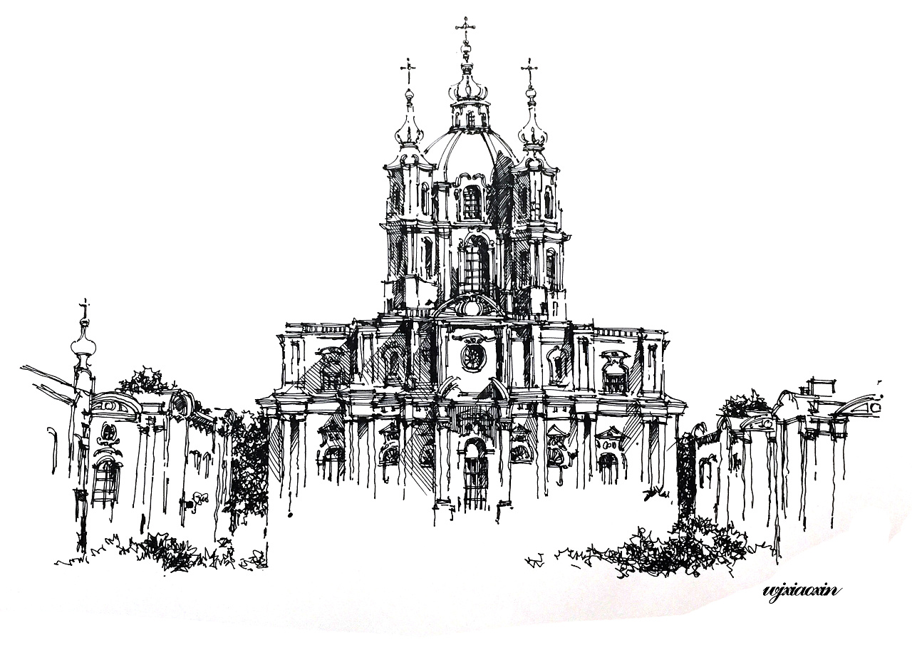 《欧洲建筑编》建筑钢笔线稿